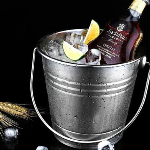 1Pc 3.0L Stainless Steel Ice Bucket Portable Ice Chiller Cooler With Handle Ice Cube Container For Wine Champagne Beer Without
