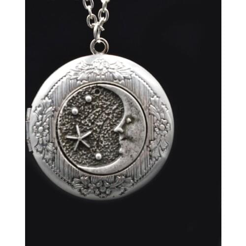 10pcs Moon Stars Lockets Christmas Hanukkah Locket Wedding Necklace Fantasy Original Photo Locket Pendant XSH267
