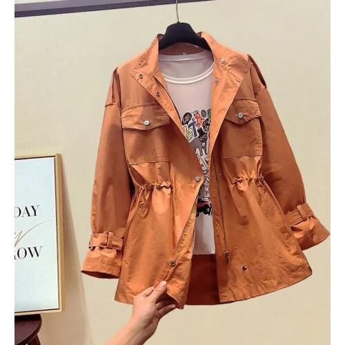 2021 New Autumn Womens Jackets Long Sleeve Windbreaker Famale Causal Overcoat Basic Coats Zipper Jacket Outwear Plus Size