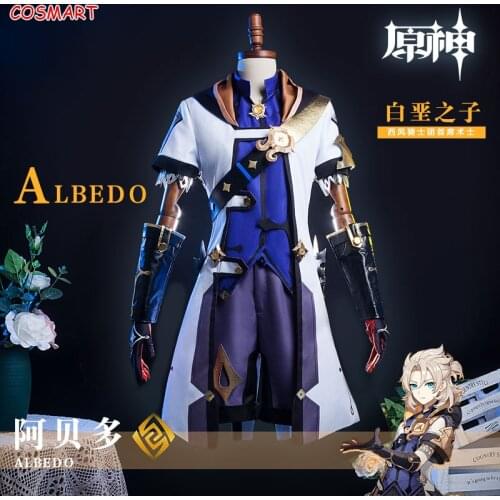 Anime Genshin Impact Albedo Cosplay Costume Knight of The West Wind Game Suit Uniform Halloween Outfit For Men New 2021