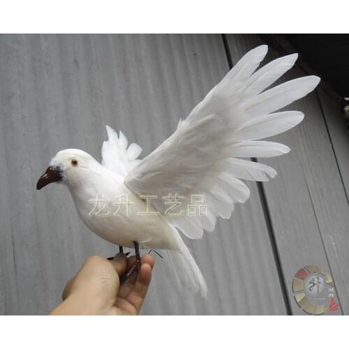 About 25x45cm spreading wings white feathers dove, bird of peace toy model home decoration Christmas gift h1113