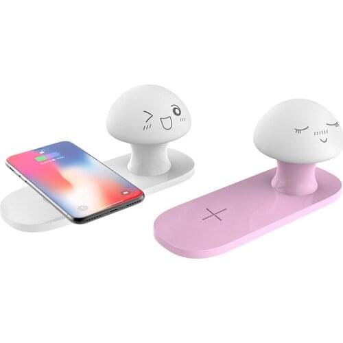 Wireless Charger Night Light Mini Night Lamp Soft Light Bedroom Lamp For Baby 7-Colors Gradient LED Wireless Night Lighting