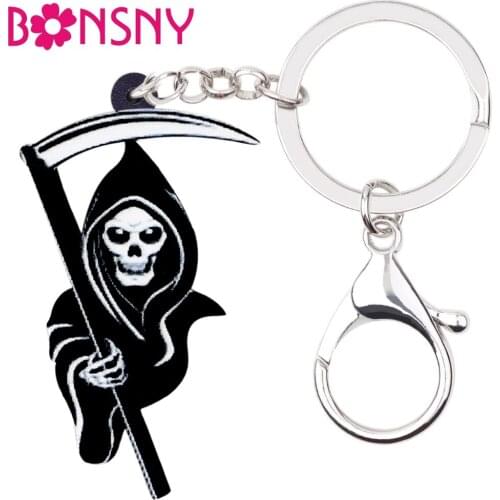 Bonsny Acrylic Halloween Anime Death Reaper Key Chain Keychain Ring Punk Decoration Jewelry For Women Man Girls Teens Bag Charms