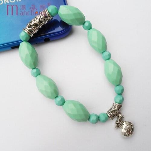 Facet polygon Acrylic plastic Blue charm bracelet for women wallet purse pendant strand ID bracelet Vintage hollow carved