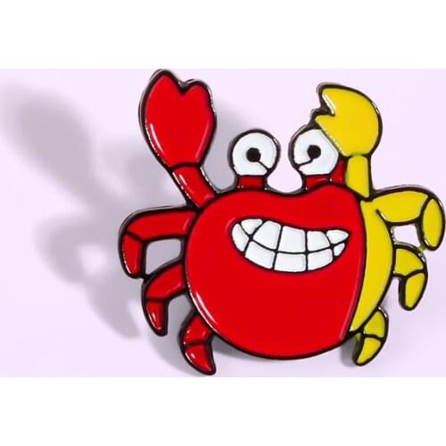 New Cartoon Crab Seafood Creature Brooch Cute Sweet Creative Red Badge Fashion Pins Student Jewelry Gift Badge