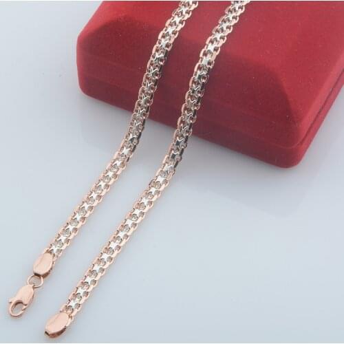 Fashion Jewelry 3 Choose New MM Women Mens 585 White Rose Gold Color Necklace Carve Weaving Mixed Color Chains 50cm 55cm