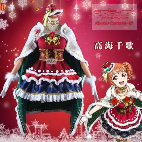 Anime! Aqours love live sunshine Takami Chika Luxuriant Version Christmas Outfit Lovely Uniform Cosplay Costume Free Shipping