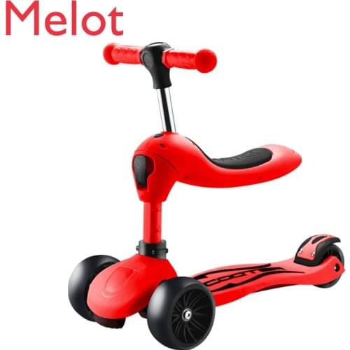 Childrens Scooter 3 Four-Wheel Seat 1-2-6-8 Years Old Walker Car Three-in-One Infants Baby Luge