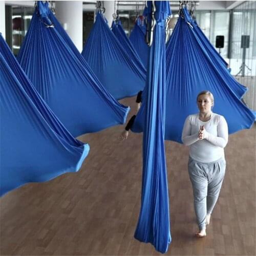 Elastic 5 meters Aerial Yoga Hammock Flying swing Latest Multifunction Anti-gravity Yoga belts for Yoga Gym yoga training Yoga
