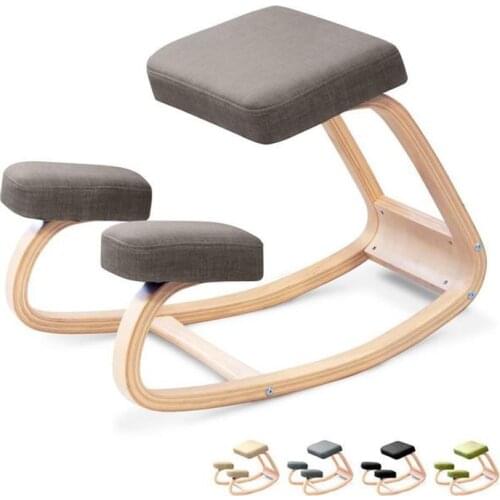 Ergonomic Corrective Kneeling Chair Stool Home Office Solid Wood Kneeling Chair Computer Posture Chair Rocking Chair