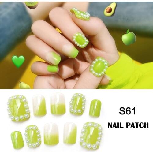 Fluorescent Green Nail Patch Avocado Fruit Color Fashion White Birthday Party Essential Women and Girls SSwell