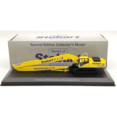 Atlas 1:76 Eddie Stobart Rail Komatsu PC340 Hydraulic Excavator W122 Civil Engineering Yellow Diecast Models Collection Toys Car