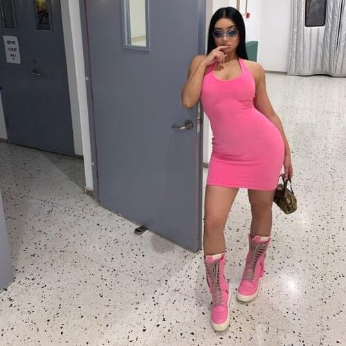 3 Colors Hot Girl Y2k Millennial Circle Towel Fabric High Elastic Halter Neck And Knee-Length Hip Short Dress