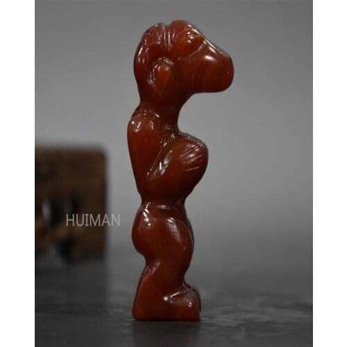 Hongshan Culture Agate Hongshan People Carving Collection Ornament Pendant Red Agate Statues Gift