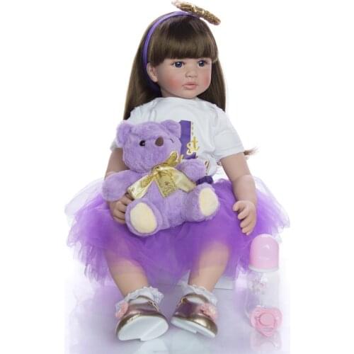 KEIUMI 24 Inch Reborn Baby Dolls 60 cm Soft Silicone princess Lovely Reborn Menina Toys Christmas Birthday Gift Two Clothes Free