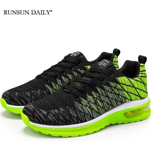 Men Women Sneakers Knit Breathable Athletic Running Shoes Air Cushion Outdoor Fashion Casual Couples Gym Shoes