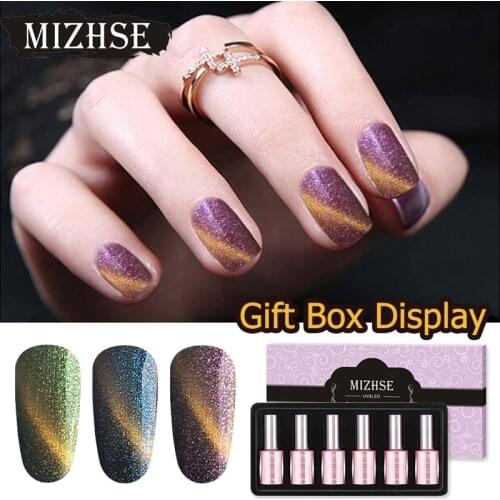 MIZHSE 18ml 3D Cat Eye UV Gel Polish Chameleon Magnetic Gel Soak Off UV Gel Varnish Manicure Nail Art Color