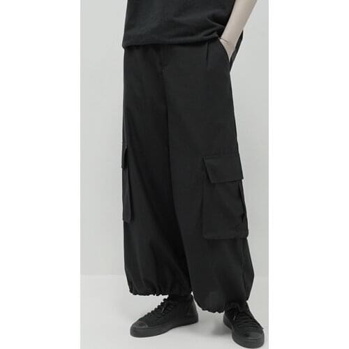 Big size lovers' Yamamoto style dark overalls casual pants mens spring and autumn straight pants mens pants new fashion in 202