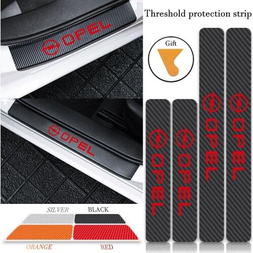 4PCS Car Door Threshold Protector Carbon Fiber Door Sill Decor Sticker for Opel OPC Mokka Vectra Insignia Astra Corsa Accessorie