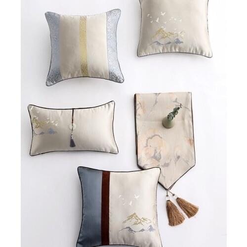 New Chinese Classic Jacquard Pillow Cushion Cover Living Room Bedroom Bay Window Sofa Seat Back Pillow Cover