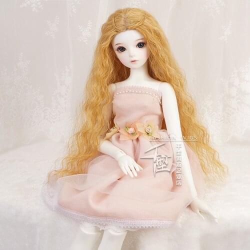 New Arrival 1/3 1/4 1/6 Bjd SD Doll Wig High Temperature Wire Gold color Long Fashion Wavy For BJD Super Hair Wig