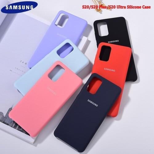 Original Samsung S20 Plus Liquid Silicone Case Back Protect Shell Cover For Galaxy S20 Note 20 Ultra Soft-Touch Housing Skin