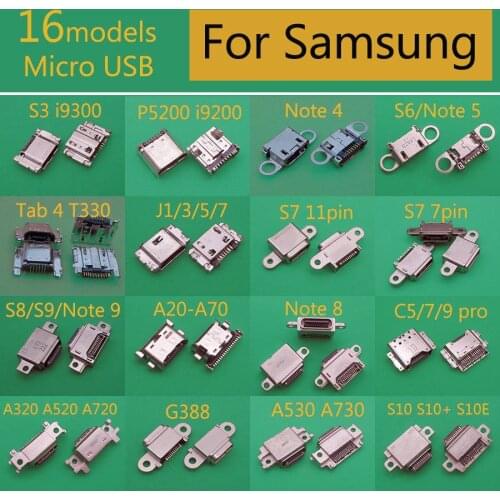 1pc Charging Port For Samsung Galaxy S3 i9300 P5200 Note 4 5 8 9 S6 edge S7 S8 S9 S10 Plus J1 J3 Micro USB Connector Jack Socket