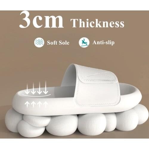 2021 Summer Soft Platform Bathing Slippers Thick Sole Beach Shoes Non-slip Slides Sandals Fashion Outdoor Home Female Flip Flops