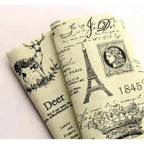 DIY Patchwork tissu FABRIC Eiffel tower learning fabric table tissu Natural Linen Cotton Fabric Quilting Patchwork tissu 0.5m