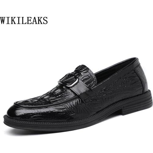 Oxford Crocodile Shoes for Men Coiffeur Loafers Men Dress Shoes Leather Wedding Dress Formal Slip on Shoes Men Office 2021