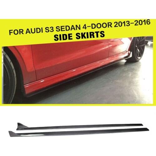 Carbon Fiber / FRP Black Auto Car Side Skirts Extension Lip Apron Side Body Kits for Audi A3 Sline S3 Sedan 4-Door 2014 - 2017