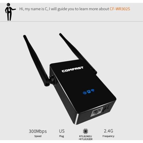 For Comfast CF-WR302S 300M WiFi Repeater Antenna Signal Amplifier Booster Router Extender Wireless Repeater Access Point US Plug