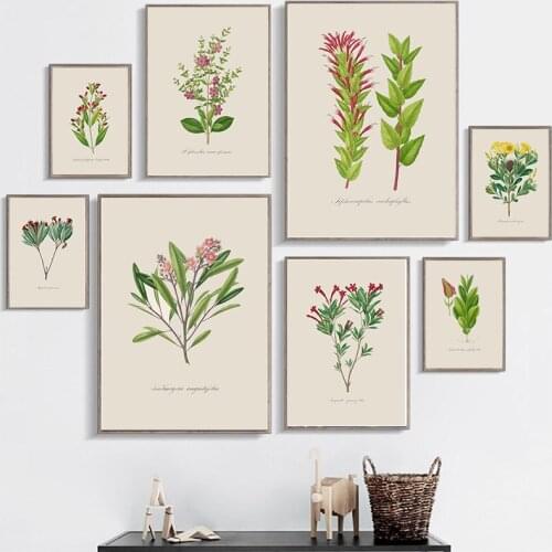 Vintage Scandinavian Green Nature Lavender Flowers Poster Modern Canvas Painting Prints Bedroom Wall Art Picture Home Decoration