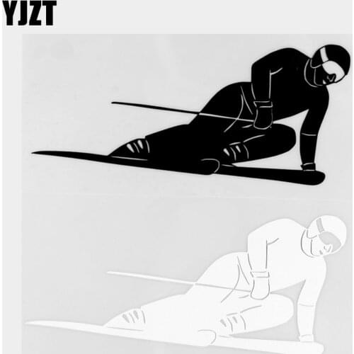 YJZT 17.5×7.9CM Cool Ski Vinyl Decals Fun Car Stickers Black/Silver 20A-0371
