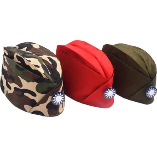 Women\s Cap Green Camo Badge Army Cap Women Sailor Military Stage Performance Dance Hats Chinese Boat Cap BH