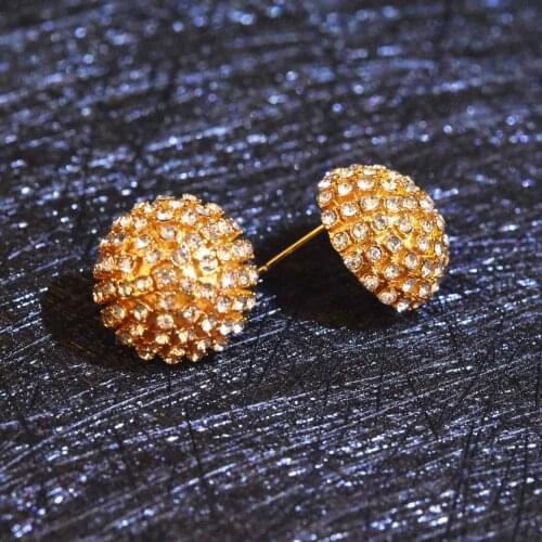 18K Gold Stud Earring for Women Aros Mujer Oreja Orecchini Bizuteria Yellow Topaz Jewelry 18 K Garnet Earrings Girls Bizuteria