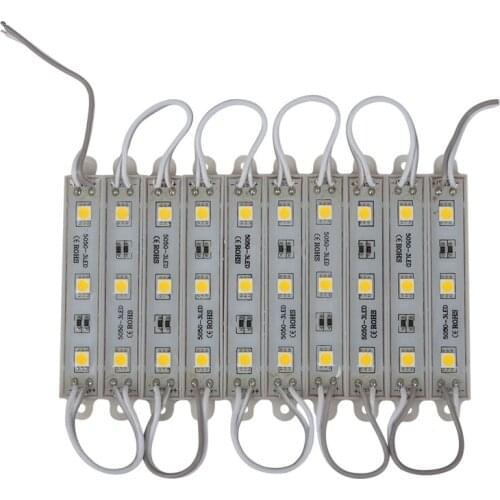 1*10pcs 5050 SMD 3 LED Module LED Strip String Light Waterproof DC 12V warm white