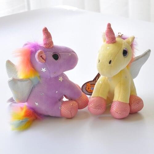 1pc 10cm Lovely Unicorn Stuffed Kawaii Soft Girls Soft Key Chain Ring Plush Keychains Doll Toy
