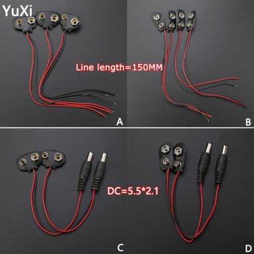 10pcs 6F22 9V Battery Adapter Snap Connector clip Lead Wires holder DC 5.5*2.1 jack Clip Power cable For Arduino DIY Jack
