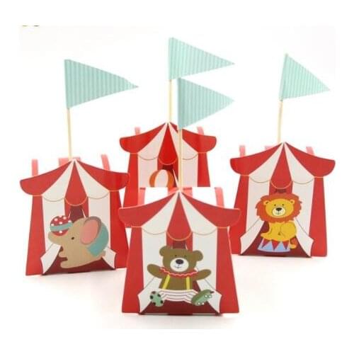 10PCS/Lot Cartoon Circus Theme Party DIY Candy Box For Kids Birthday Party Baby Shower Decoration Candy Gift Box Supplies
