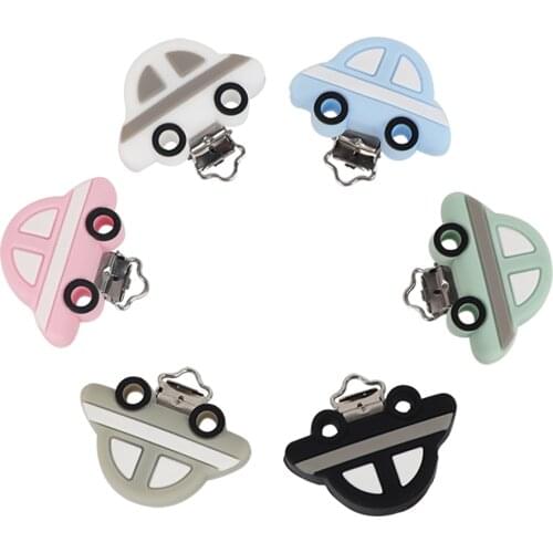 10PCS New Car Shape Pacifier Chain Shaped Pacifier Clip Teething Accessories Silicone Bead Toy DIY Bead Tool