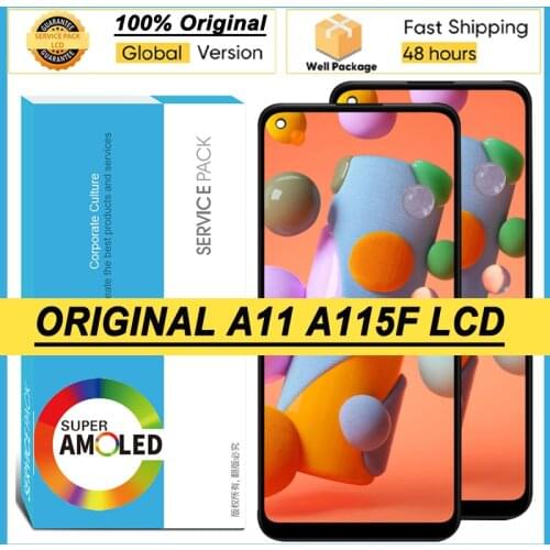 100% Original 6.4'' Super AMOLED Display for Samsung Galaxy A11 A115F A115F/DS Full LCD Touch Screen Digitizer Repair Parts
