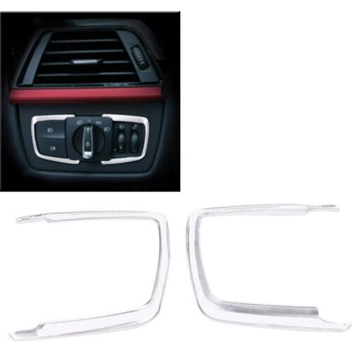 2pcs ABS Chrome Headlight Switch Frame Cover Trim Adjustment Circle Sticker for BMW 1 2 3 4 X5 X6 Series F20 F22 F30 F32