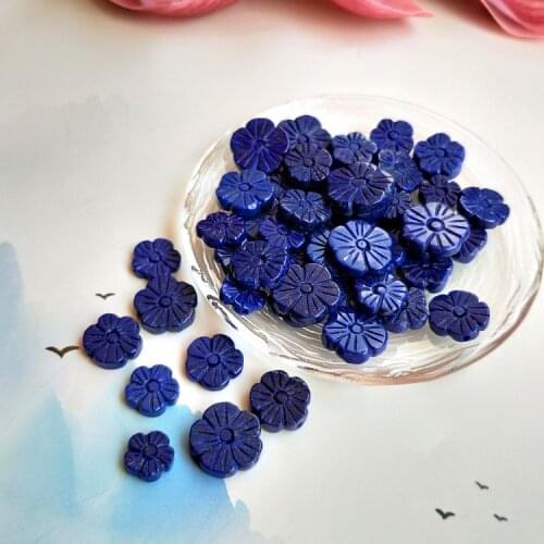 2PIECES lapis lazuli flower carved 9-18mm for DIY jewelry making loose beads FPPJ wholesale beads nature gem stone