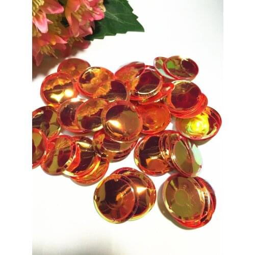 200pcs/lot Large Round Sequins 20mm PVC Cup Round With 2 Side Holes Decoration DIY Handmade Clothing Accessories Material Red