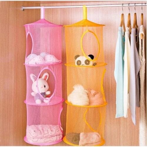 3 Shelf Hanging Storage Net Kids Toy Organizer Bag Bedroom Wall Door Closet