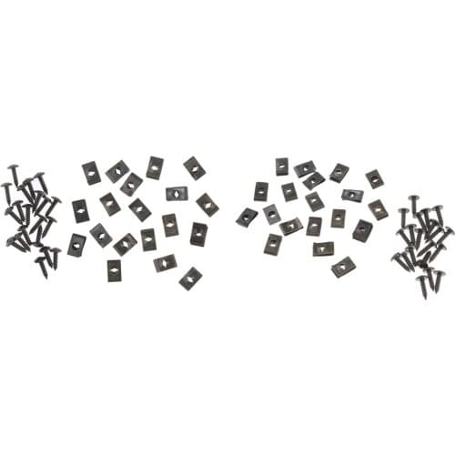 40x Metal Fastener U-Type Clips and Screws Retainers Rivets for Car Bumper