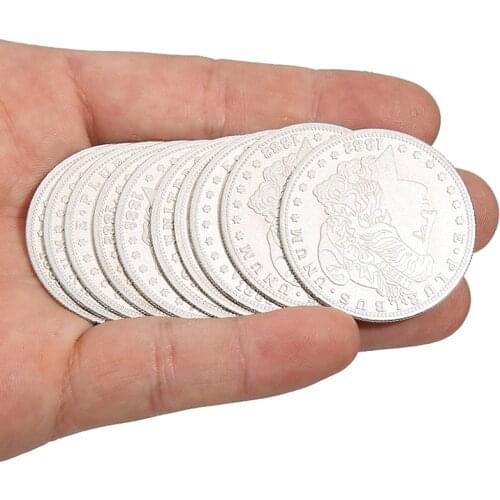 5 Pcs Palming Coins (Morgan Version) Magic Tricks Super Thin Magia Coin Close Up Street Illusion Accessories Gimmick Prop Comedy