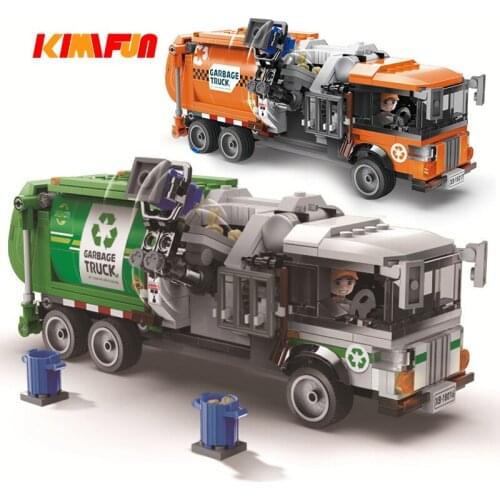 550pcs Garbage Truck Engineering Building Blocks City Construction Vehicle Car Environmental Education Bricks Toy For Children