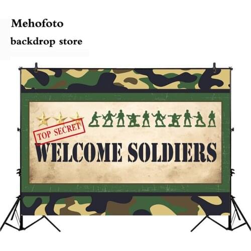 Mehofoto Army Men Welcome Sign Photo Backdrop Party Decorations Banner Commando Marines Parties Supplies Vinyl Cloth 199